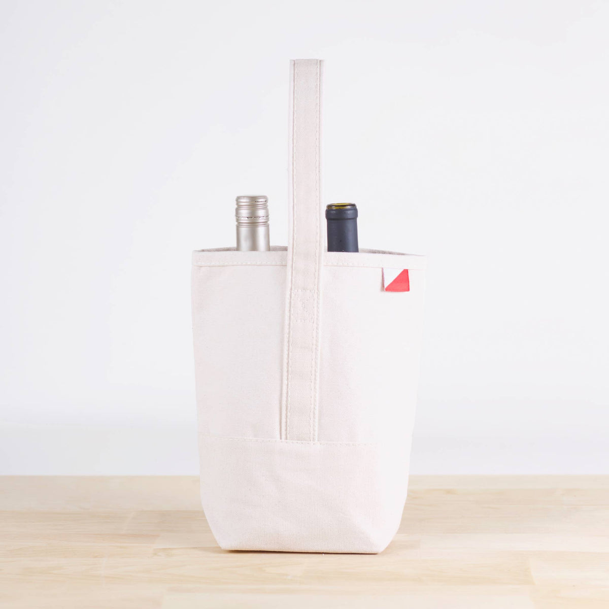 All natural canvas double wine bag holding two bottles