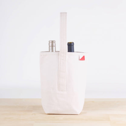 All natural canvas double wine bag holding two bottles