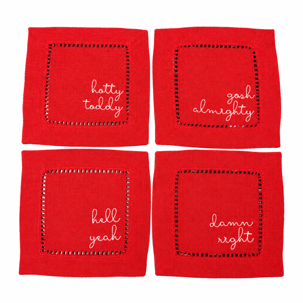 Hotty Toddy linen cocktail napkins in navy, set of 4