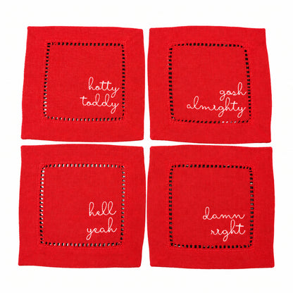 Hotty Toddy linen cocktail napkins in navy, set of 4
