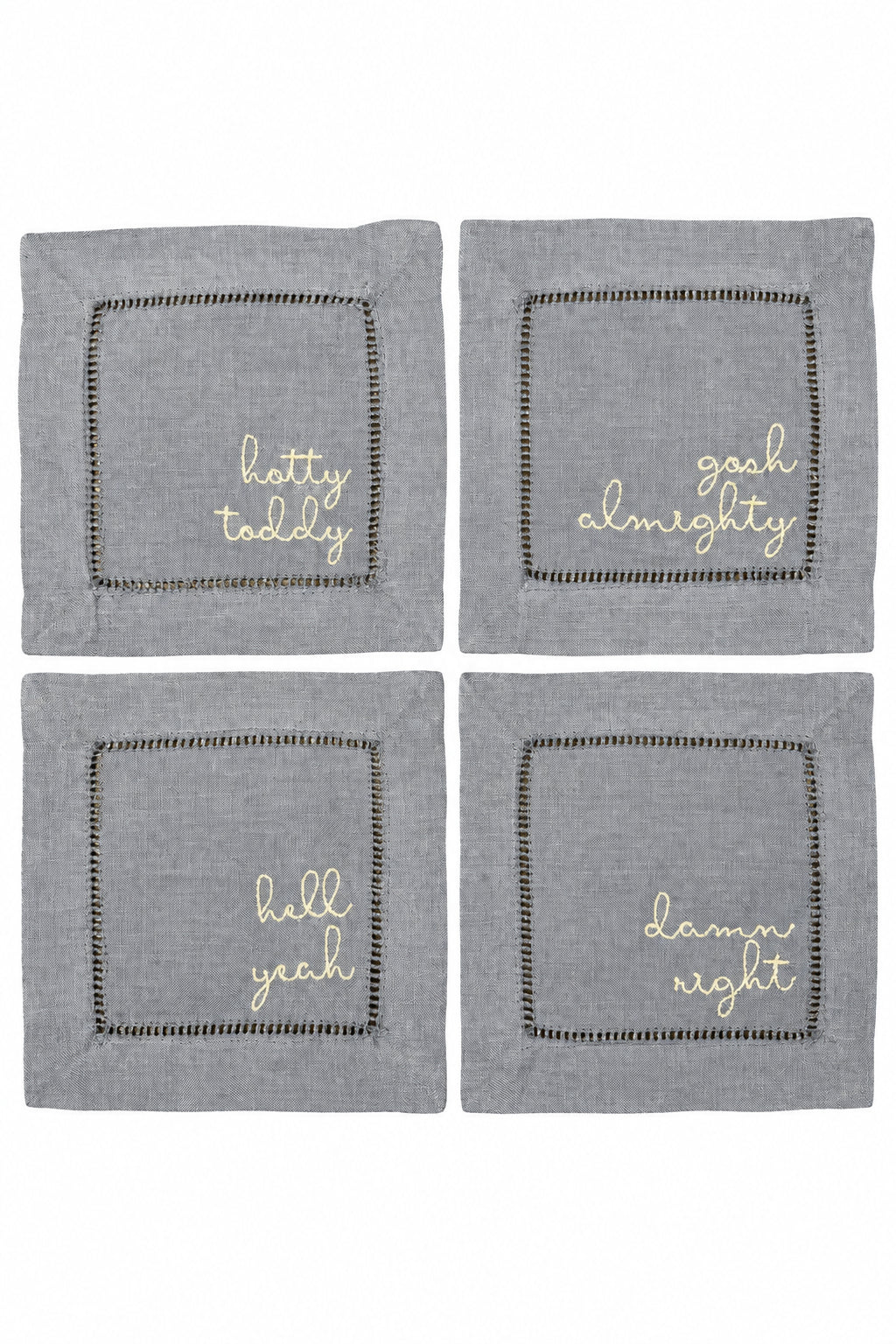 Hotty Toddy linen cocktail napkins in red, set of 4