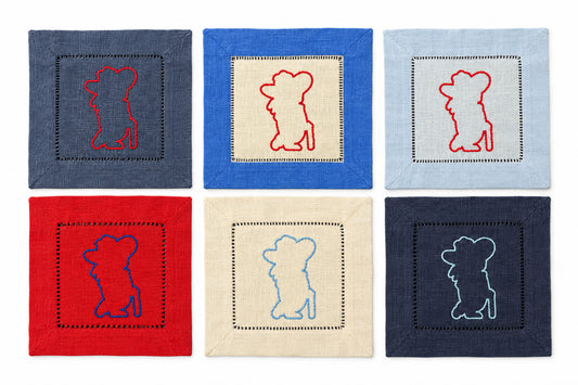 Colonel Reb linen cocktail napkins in red, set of 4