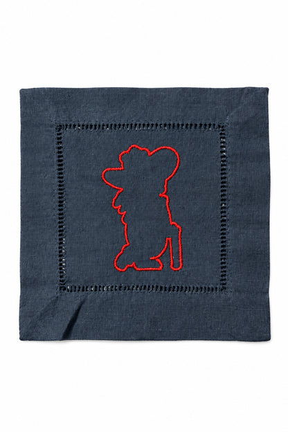Colonel Reb linen cocktail napkins in navy, set of 4