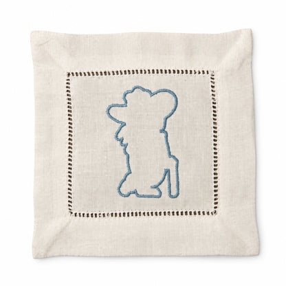 Colonel Reb linen cocktail napkins in white, set of 4