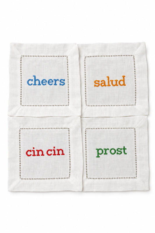 Cheers linen cocktail napkins, set of 4