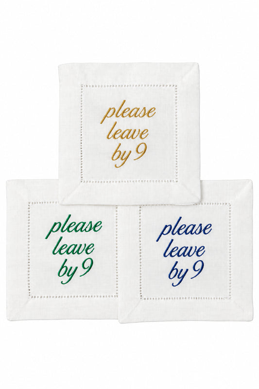 Please Leave by 9 linen cocktail napkins, set of 4