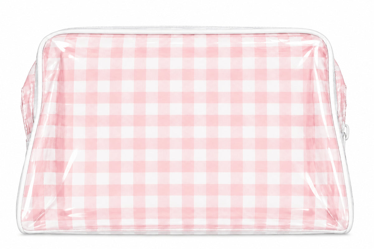 Pink gingham cosmetic case