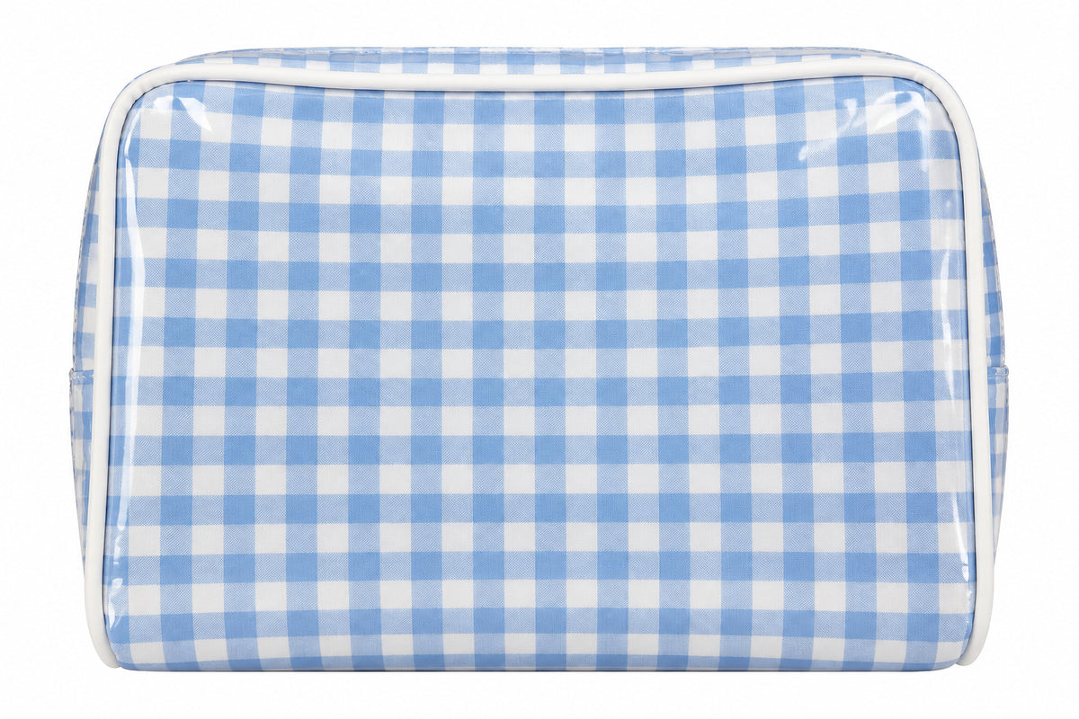 Blue gingham cosmetic case