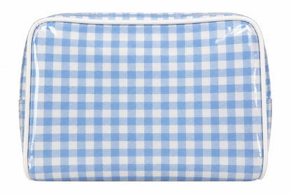Blue gingham cosmetic case