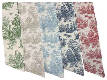 Green toile wreath sash fabric