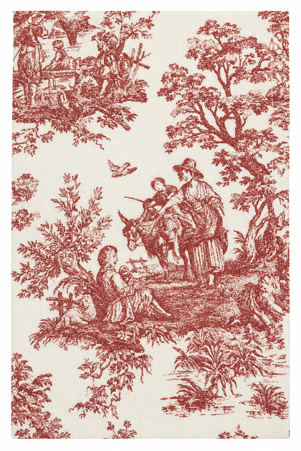 Red toile wreath sash fabric