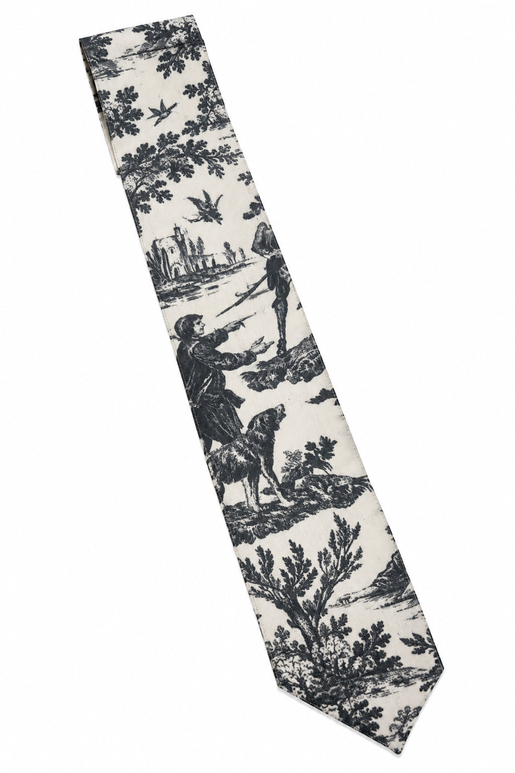 Black toile wreath sash fabric