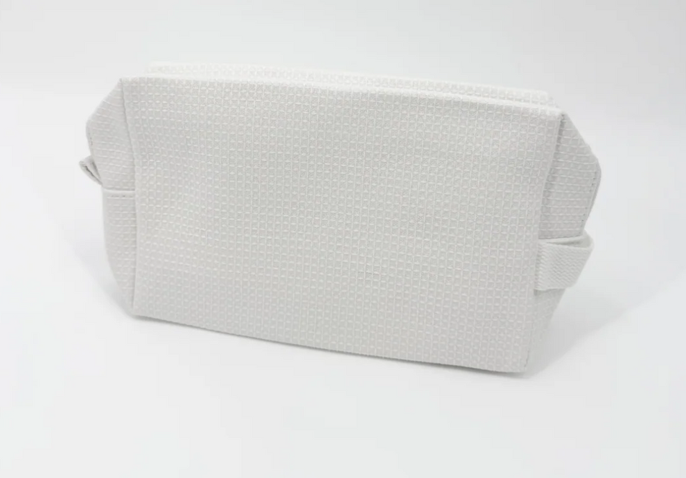 White Waffle Pouch | Monogrammed Makeup Bag – Monogrammed by Whit